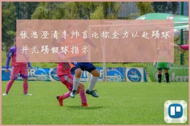 张浩澄清李帅言论称全力以赴踢球并无踢假球指示